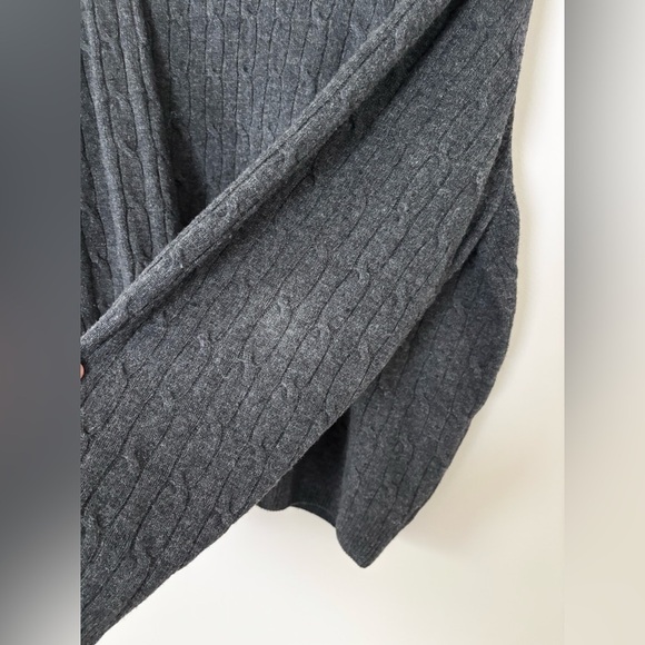 Jos. A Bank Oversized Dark Gray Cable Knit Slouchy Fisherman Lambs Wool Sweater - Picture 7 of 11